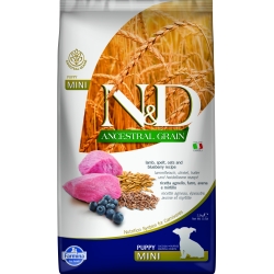 FARMINA N&D ANCESTRAL GRAIN DOG LAMB, SPELT, OATS AND BLUEBERRY PUPPY MINI 2.5KG